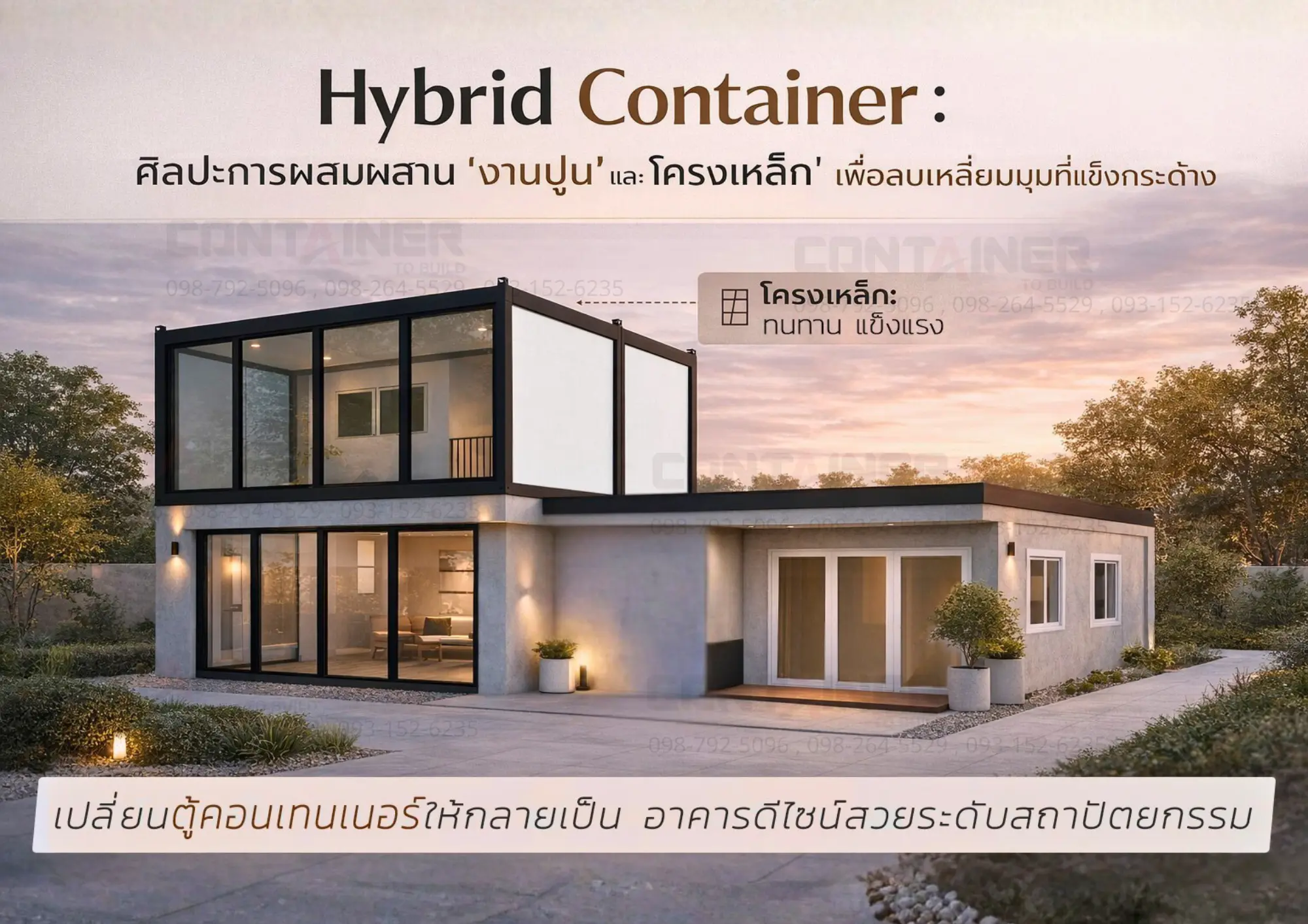 Hybrid container office การผสมผสานตู้คอนเทนเนอร์โครงเหล็กกับงานปูนเพื่อสร้างอาคารสไตล์โมเดิร์น