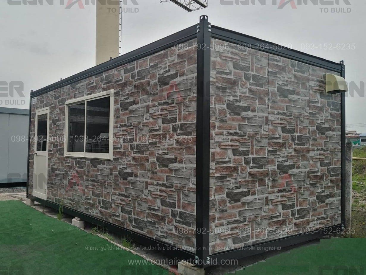 ตู้ออฟฟิศสำนักงาน PH-2670 ผนังลายหิน 3×6 ม.